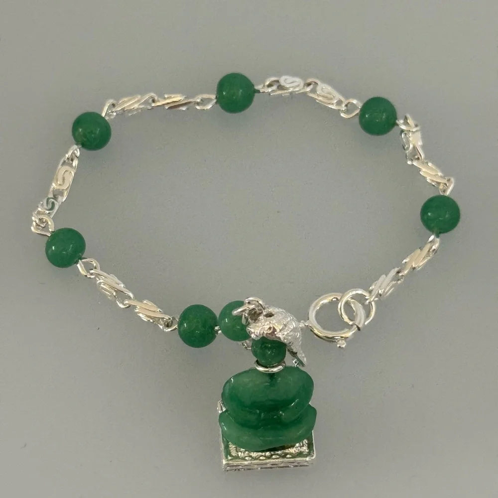 Elegant 925 silver bracelet aventurine stone